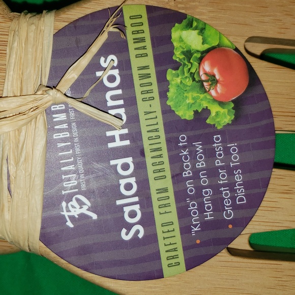 Totally Bamboo Salad Hands Set of 2 Bamboo Wood Servers Salad Pasta and More New - Picture 3 of 3